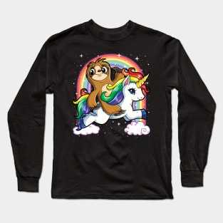 Unicorn Sloth Riding T Sloths Unicorns Rainbow s95 magic Long Sleeve T-Shirt